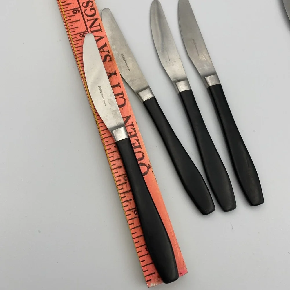 Old Hall‎ Stainless England Knive Set Of 8 - 2 Sizes Black Handle